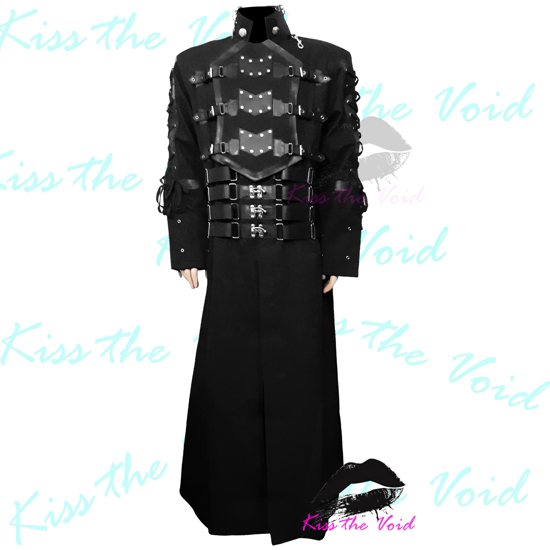 HELLRAISER Long Black Gothic Coat - Pinhead Inspired Cotton Trench