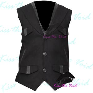 Steampunk Black Waistcoat - Gothic Men&#39;s Wool Vest - Military Style Victorian Vest - Alternative Fashion Wear - Punk Rock Button UP Vest