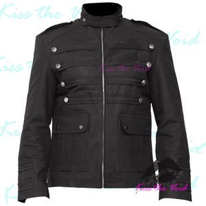 Men&#39;s Black Gothic Jacket - Unique Goth Banned Military Jacket - Dark Steampunk Cotton Jacket - Victorian Gothic Coat - Alternative Fashion
