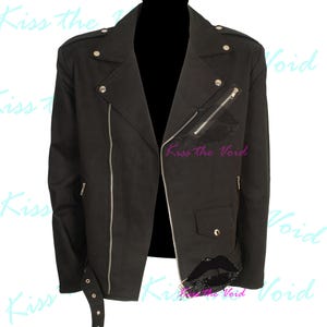 Men&#39;s Black Cotton Motorcycle Jacket: Gothic Biker Rocker Style