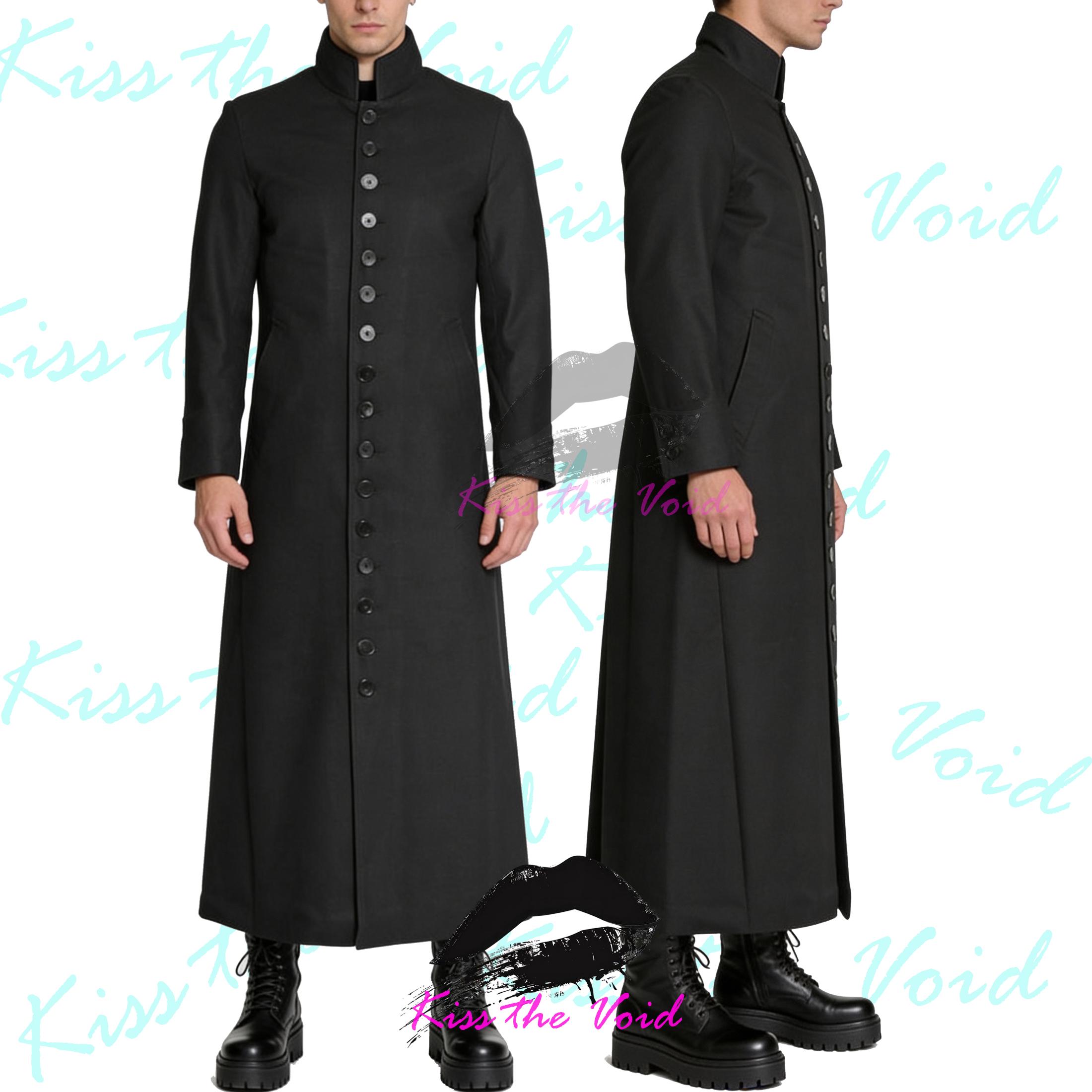 Van Helsing - Cappotto da capitano militare da uomo, in vera pelle di agnello, colore: nero Nero M