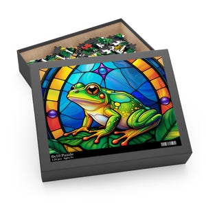Rompecabezas de vitral de rana colorida, 120/252/500 piezas, regalo perfecto para amantes de la naturaleza, decoración del hogar y juegos familiares.