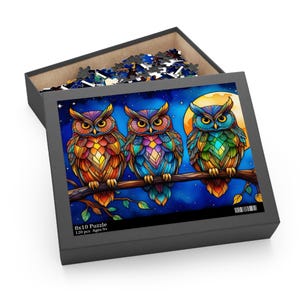 Rompecabezas de búho colorido para adultos, 120 x 252 x 500 piezas, ideal para noches de juegos en familia, regalo para amantes de la naturaleza, decoración divertida para el hogar.