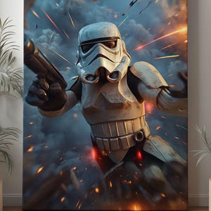 Impression Stormtrooper Battlefront - Illustration POV inspirée de Star Wars | Poster en perspective Dynamic Force pour les joueurs et les fans de science-fiction