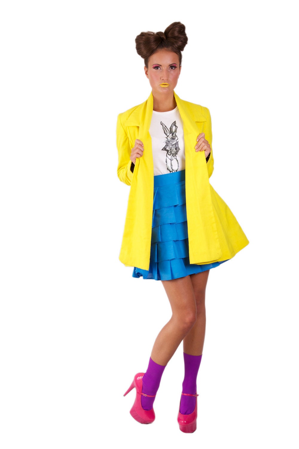 Image of Wonderland Collared "Mad Hatter Swing Coat' Limited Edition - Yellow