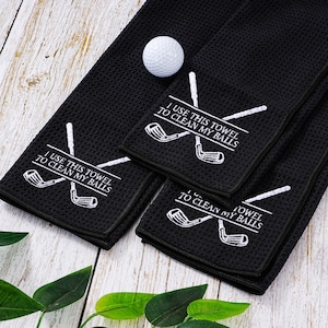 Serviette de golf brodée en microfibre avec crochet : cadeau amusant pour les amateurs de golf