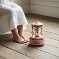 Engraved Kids Carousel Music Box – Personalized Wooden Ballet Keepsake Gift for Baby Girl
