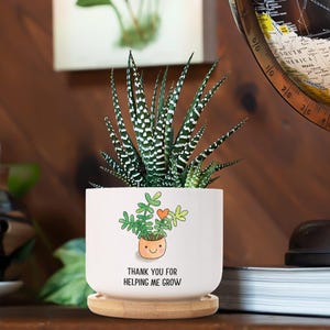 Adorable maceta con cara de caricatura, pequeña maceta de cerámica para suculentas, decoración de escritorio original, un bonito regalo para amantes de las plantas y estilistas del hogar.