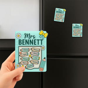 Letrero personalizado con nombre de profesor en tonos pastel y nombre de estudiante en lápiz, decoración personalizada para el aula para el regreso a clases, bonito regalo para educadores de primaria.