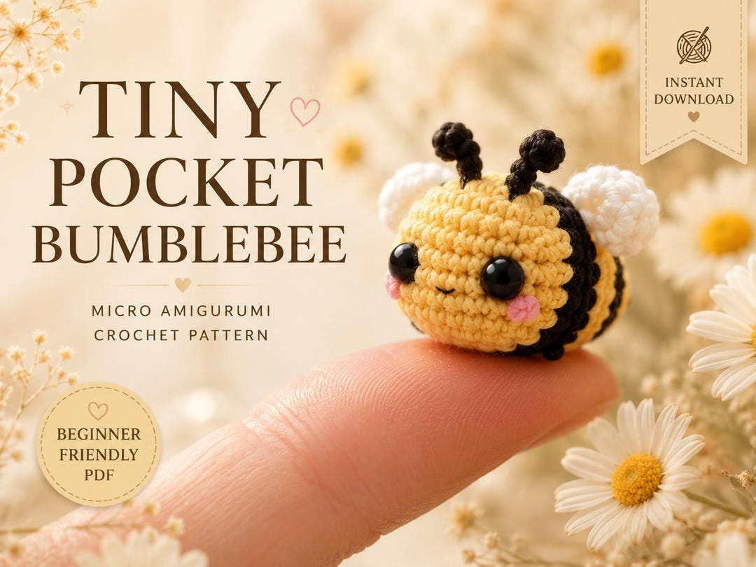 Tiny Pocket Bumblebee Crochet Pattern PDF, Mini Bee Amigurumi Tutorial ...
