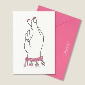 Mini Heart I Love you Hand Sign Language con braccialetto con ciondolo, biglietto stampabile per LUI, biglietto Think of You / PDF digitale scaricabile immediatamente