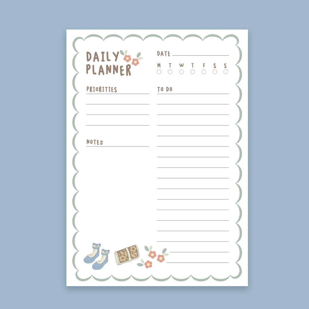 Cute Floral Daily Planner Printable | Aesthetic To-do List | Minimalist ...