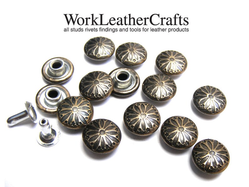 50sets 9.5mm Antique Brass Flower Studs Rivets for Decorate Etsy