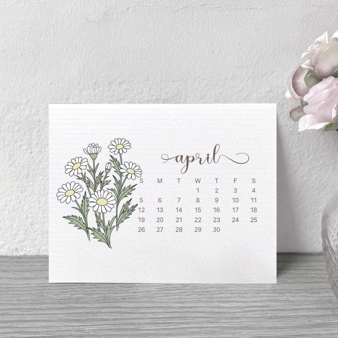 2026 Printable Birthmonth Flower Desk Calendar With Line | Botanical ...