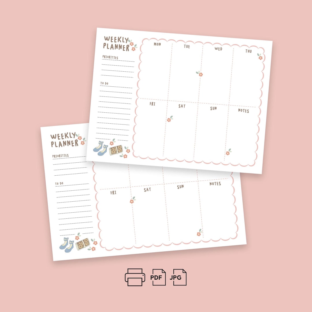 Weekly Planner Printable Floral | Cute Aesthetic Weekly | Pastel Retro ...
