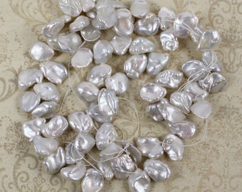 16" Strand of White Keshi or Cornflake Pearls