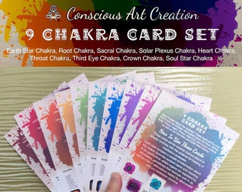 9 Chakra Card Set - Helpful Information About Chakras Including The Earth Star and Soul Star Chakras!