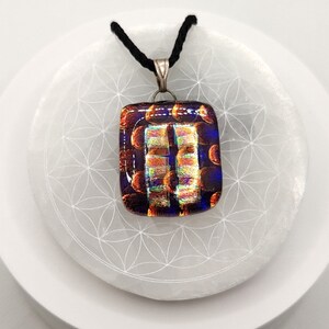 Earth Star Chakra - Sunset Purple Hologram Shimmering Dichroic Fused Glass Bead Pendant  !