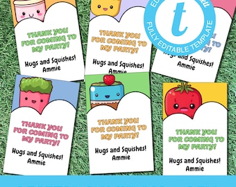 Print Your Own Squish Birthday Favors for Class or Home Parties - You Print Your Own DIY. Edit Your Digital Download Hugs and Squishes