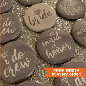 Bachelorette Party 2.25 inch Buttons - Wedding Party Favors - Bride, Bridesmaid, I Do Crew, Maid of Honor, Pin Buttons for Bach Party Style1