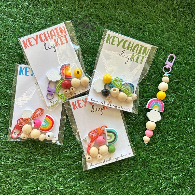 Rainbow Keychain Kit Diy Beaded Craft Party Activity Easy Diy