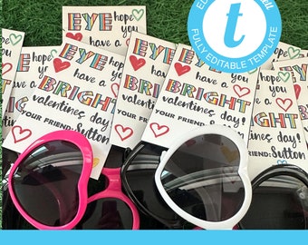 Imprima sus tarjetas Vday para gafas de sol: colóquelas en gafas o gafas de sol para convertirlas en las tarjetas de San Valentín perfectas con el tema de los ojos.