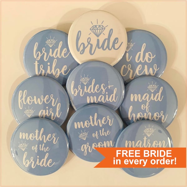 Bachelorette Party 2.25 inch Buttons - Wedding Party Favors - Bride, Bridesmaid, I Do Crew, Pin Back Buttons for Bach Party Favors - Style 1