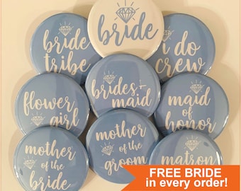 Bachelorette Party 2.25 inch Buttons - Wedding Party Favors - Bride, Bridesmaid, I Do Crew, Pin Back Buttons for Bach Party Favors - Style 1