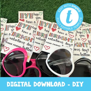 Auge Hoffnung haben Sie einen hellen Valentinstag Karten Party Favors - DIY Karten. Sie bearbeiten und Sie drucken! Karten für Sunglasses V-Day Class Party