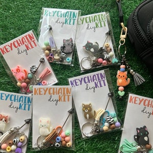 Silicone Cat Keychain Kit - DIY Jewelry Party Activity - Easy DIY Keychain or Backpack Charm - Perfect for slumber parties & girls night out