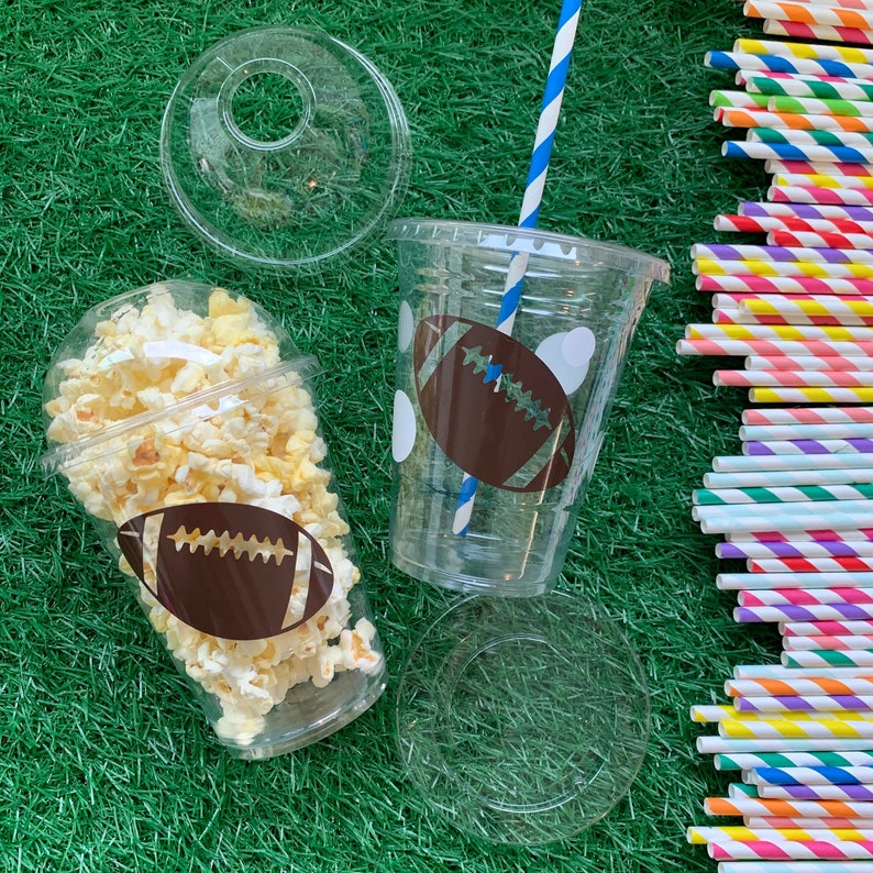 Football Disposable Party Cups 16oz With Lids and Straws. Etsy