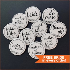 Bachelorette Party 2.25 inch pins or pocket mirrors. Wedding Party Favors,  Add in for proposal box or gift bag for bridesmaid. Wreath Style