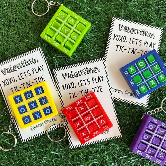 Tic Tac Toe  Valentine's Day Classroom Party Favors with Keychain Toy - Buy fully assembled or as a kit.  - Valentine Class Party Favors