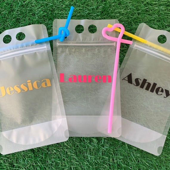Personalized Drink Pouches, Booze Bags, Reusable Pouches With