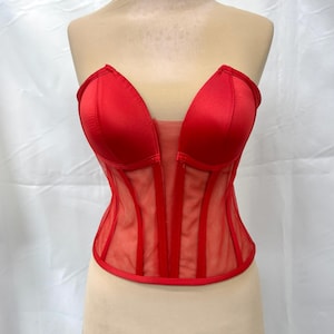 Transparent Corset - Bustier Corset Top - Cupped Corset - Bridal Corset- Over Bust Corset - Mesh Bustier - Handmade Corset - Bridal Lingerie