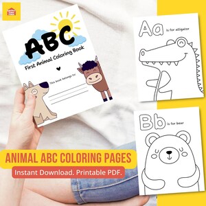 ABC Coloring Book Pages, Alphabet Coloring PDF, Preschool Coloring Pages, Preschool Activity Print, Instant Download