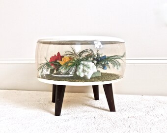 vintage ottoman - 1960s-70s mid century blow-up footstool