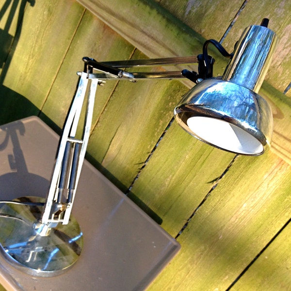 vintage chrome desk lamp - 1960s gooseneck Underwriter's Laboratory lamp