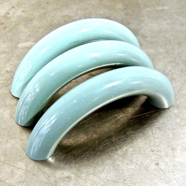 vintage mid century blue curved drawer pulls 3 available