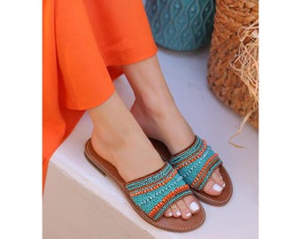 Handmade Beaded Leather Sandals: Bohemian Summer Style