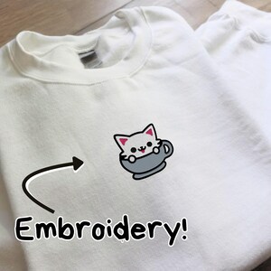 Sudadera con Gato en una Taza, Suéter Kawaii, Suéter Acogedor con Animales, Regalo para Amantes de los Gatos, Camiseta Divertida para Mascotas, Suéter con Meme Felino