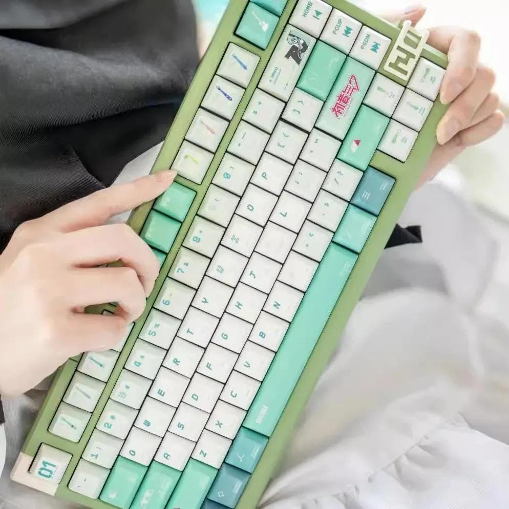 Cute Hatsune Miku Anime Keycaps Set for Mechanical Keyboard, Japanese ...