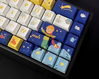 The Little Prince Themed Cute Keycap Set for Mechanical Keyboard, Artisan Keycap Set, Cherry Profile, PBT Dye-Sub, Mx(+)Switches