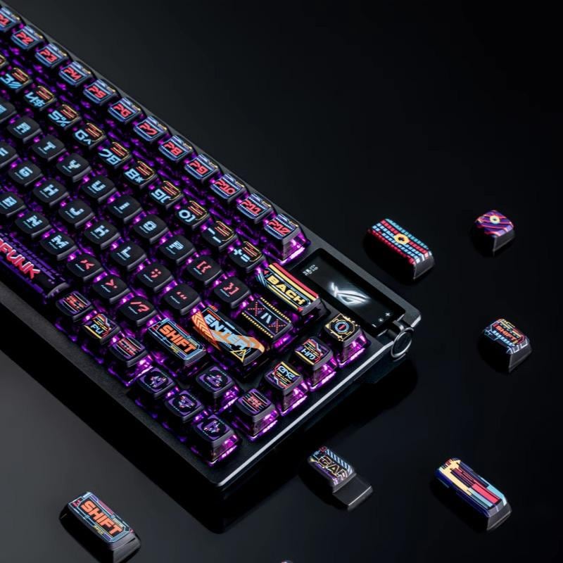 Cool Cyberpunk Style Pudding Keycaps Set for Mechanical Keyboard, ASA Profile, PBT Dye-Sub, Four-Sided Shine-Through, Mx(+)Switches, 121pcs