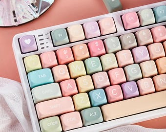 Cute Colorful Candy Theme PBT MOA Round Keycap Set for Mechanical Keyboard, Kawaii Keycaps, PBT Dye-Sub, Mx(+)Switches, 126pcs