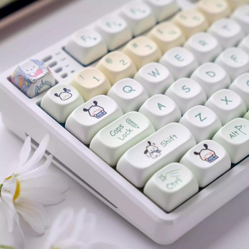 Cute Pochacco Theme Green Keycap Set for Mechanical Keyboard, Kawaii Keycaps, Artisan Keycaps, PBT Dye-Sub, MOA Profile, 148pcs image 7