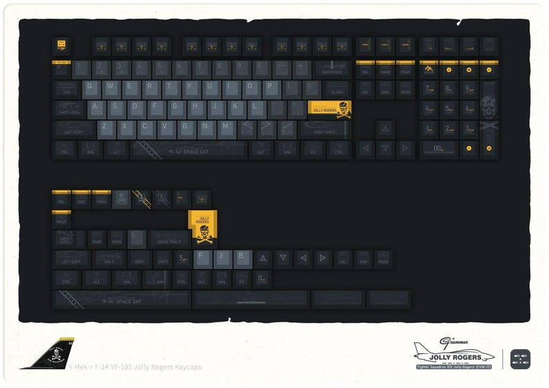 Cool F-14 VF-103 Jolly Rogers Keycap Set for Mechanical Keyboard ...