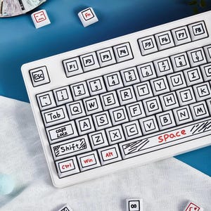 Cute Graffiti Theme PBT XDA Keycap Set for Mechanical Keyboard, Artisan Keycap Set, Kawaii Keycap Set, XDA Profile, Pbt Dye-Sub, 125pcs