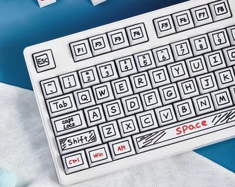 Cute Graffiti Theme PBT XDA Keycap Set for Mechanical Keyboard, Artisan Keycap Set, Kawaii Keycap Set, XDA Profile, Pbt Dye-Sub, 125pcs