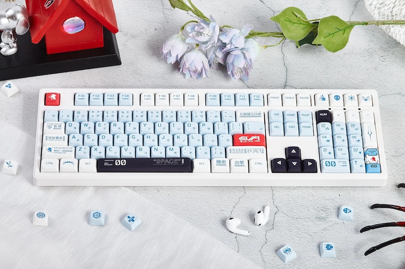 Blue Japanese Eva-00 Anime Keycap Set